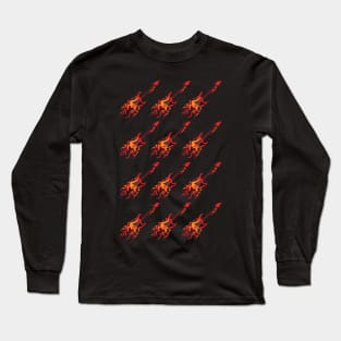 Flying Burning Guitar Illustration Long Sleeve T-Shirt